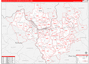 Huntington-Ashland Metro Area Wall Map Red Line Style
